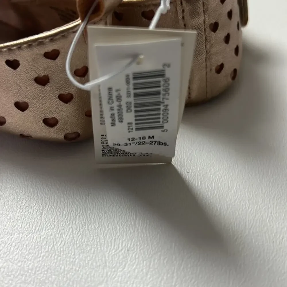 Old Navy Perforated Hearts Mary Jane Shimmer Baby Shoes  Sz 12-18M